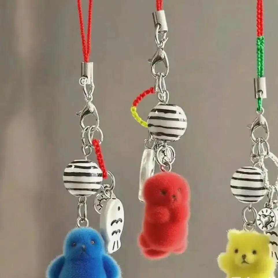 Correas para teléfono móvil con forma de gato, funda para auriculares con viñetas de animales, cordón, llavero, decoración para bolso, cadena flocada para teléfono, regalos para niña