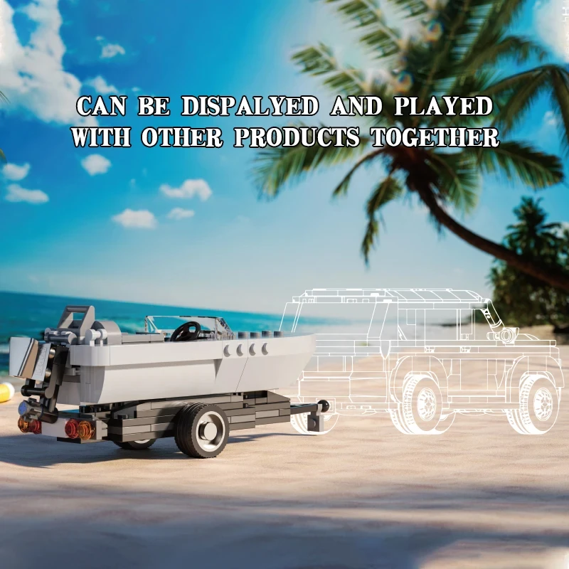 163 Uds. Remolque de bloques de construcción con lancha motora de mar, bloques de modelismo, decoración de escritorio, juguetes educativos DIY para niños, regalos de vacaciones - imagen 2