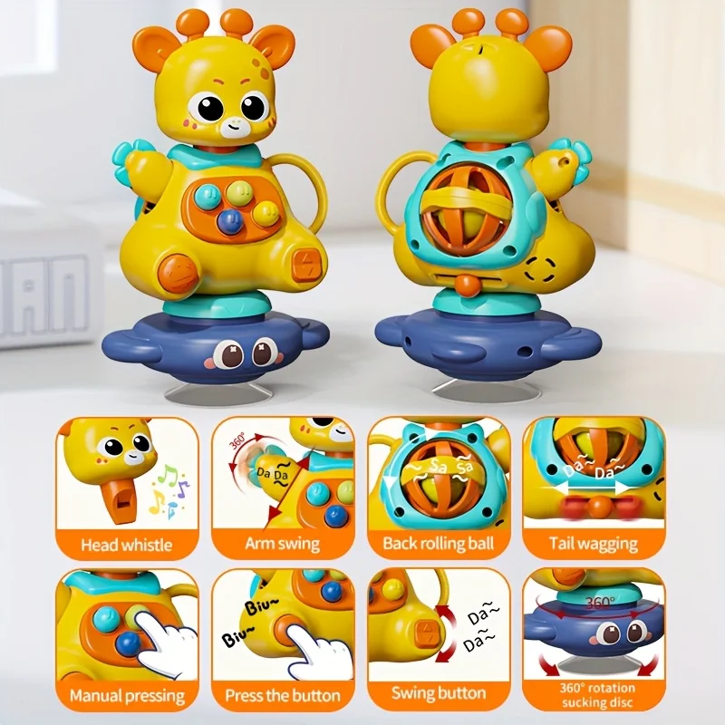 Juguete interactivo de jirafa con ventosa, juego de aprendizaje sensorial multifuncional, ABS, juguete para el desarrollo de habilidades motoras - imagen 4