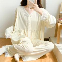 Camisón de lactancia Modal de manga larga y cuello en V