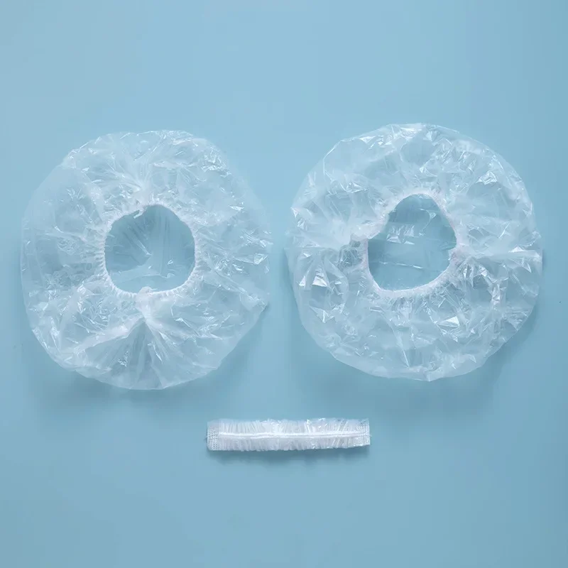 Gorros de ducha desechables para salón de Spa, color rosa, 100 unids/set, gorros impermeables de plástico, tinte para el cabello para Hotel, gorro elástico para el cabello para mujer, Baño - imagen 4