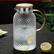 1pc glass pitcher with lid high borosilicate glass heavy duty water pitcher drink carafe for hot and cold beverges drinkware details 1