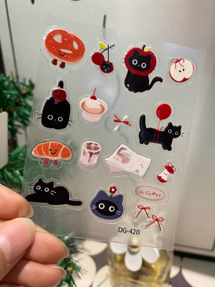Jelly Relief DIY pegatina coreana Simple Ins viento pequeño gato negro lindo globo pegatinas estéticas suministros escolares