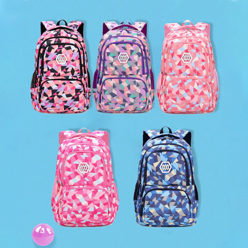 Mochila colorida para niños, mochilas escolares geométricas para niñas, conjunto de mochila primaria coreana, bolso multifunción, bolsas de viaje, 3 uds. - imagen 2
