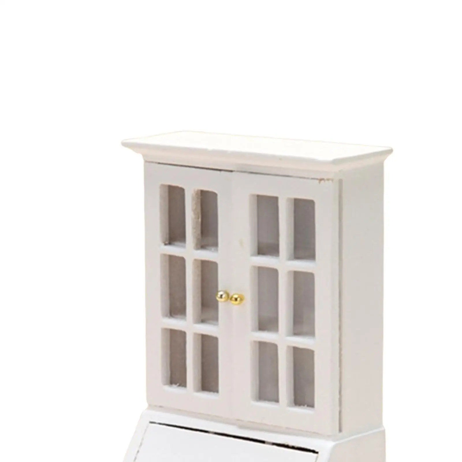1/12 Dollhouse Bookcase with Drawers Miniature Wooden Model Smooth Surface and
