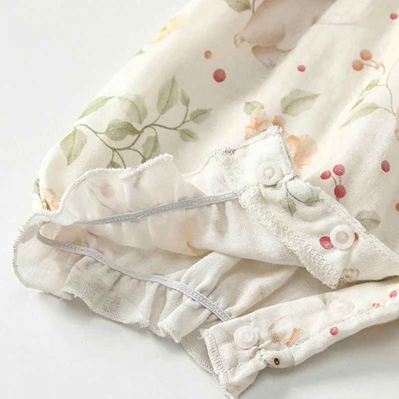 Conjuntos de 2 piezas de peleles de verano para niñas recién nacidas, ropa coreana con lazo de flores, monos de algodón sin mangas con estampado + sombrero, cosas para bebés B099 - imagen 4