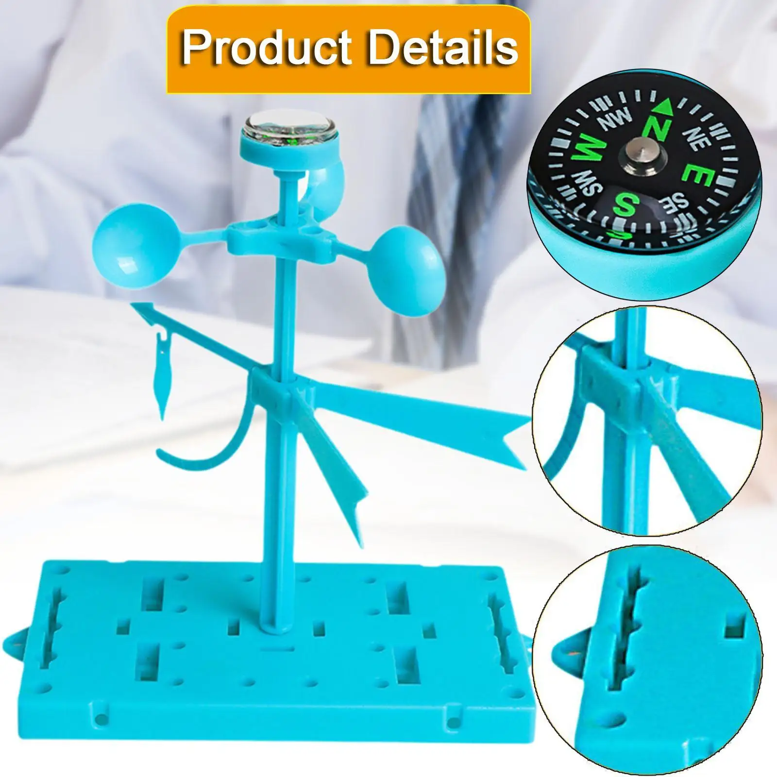 Science Wind Vane Model Wind Direction Indicator Physics weather vane Measuring Model DIY Assembly for Gift Teens Kids