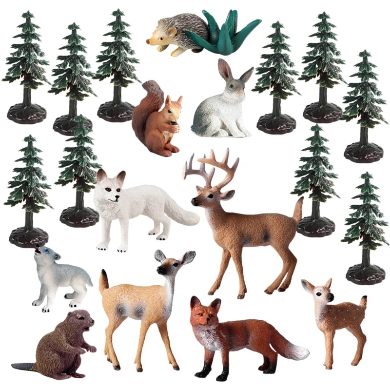 Figuras animales del bosque realistas en resina miniatura