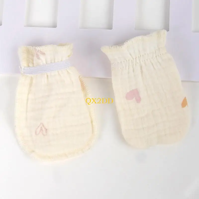 QX2D Guantes algodón para bebé con diseño que no fundas transpirables para manos recién nacido, guantes lavables a - imagen 2