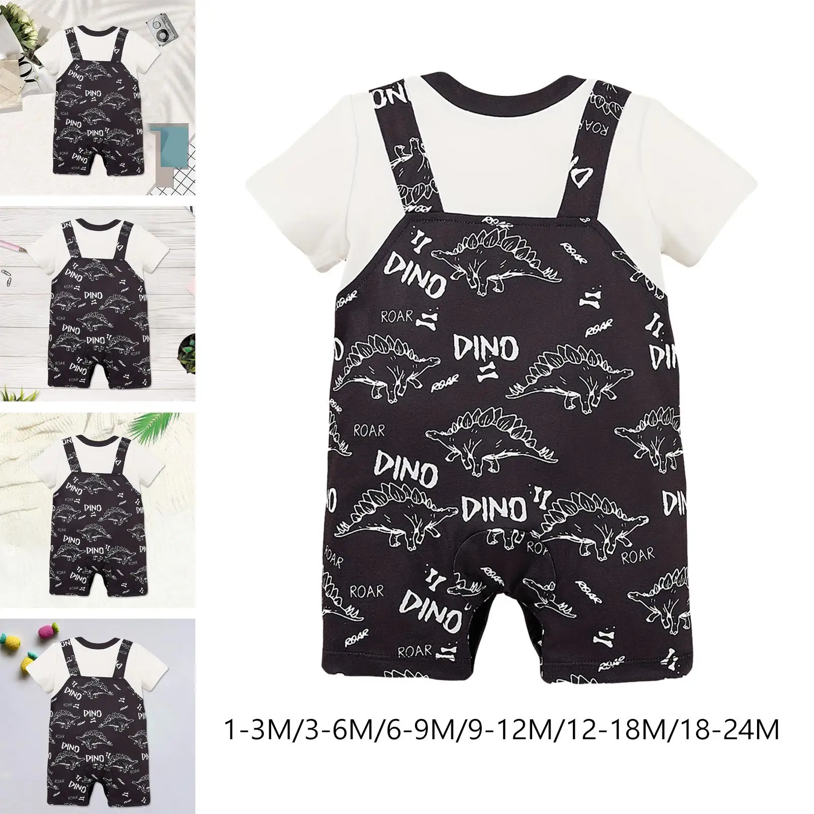 Baby Short Sleeve Rompers Breathable Summer Infant Coveralls Baby Bodysuit for Holiday Party Home Daily Wear Photography Props