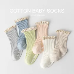 Calcetines de algodón con volantes para niña – Antideslizantes verano
