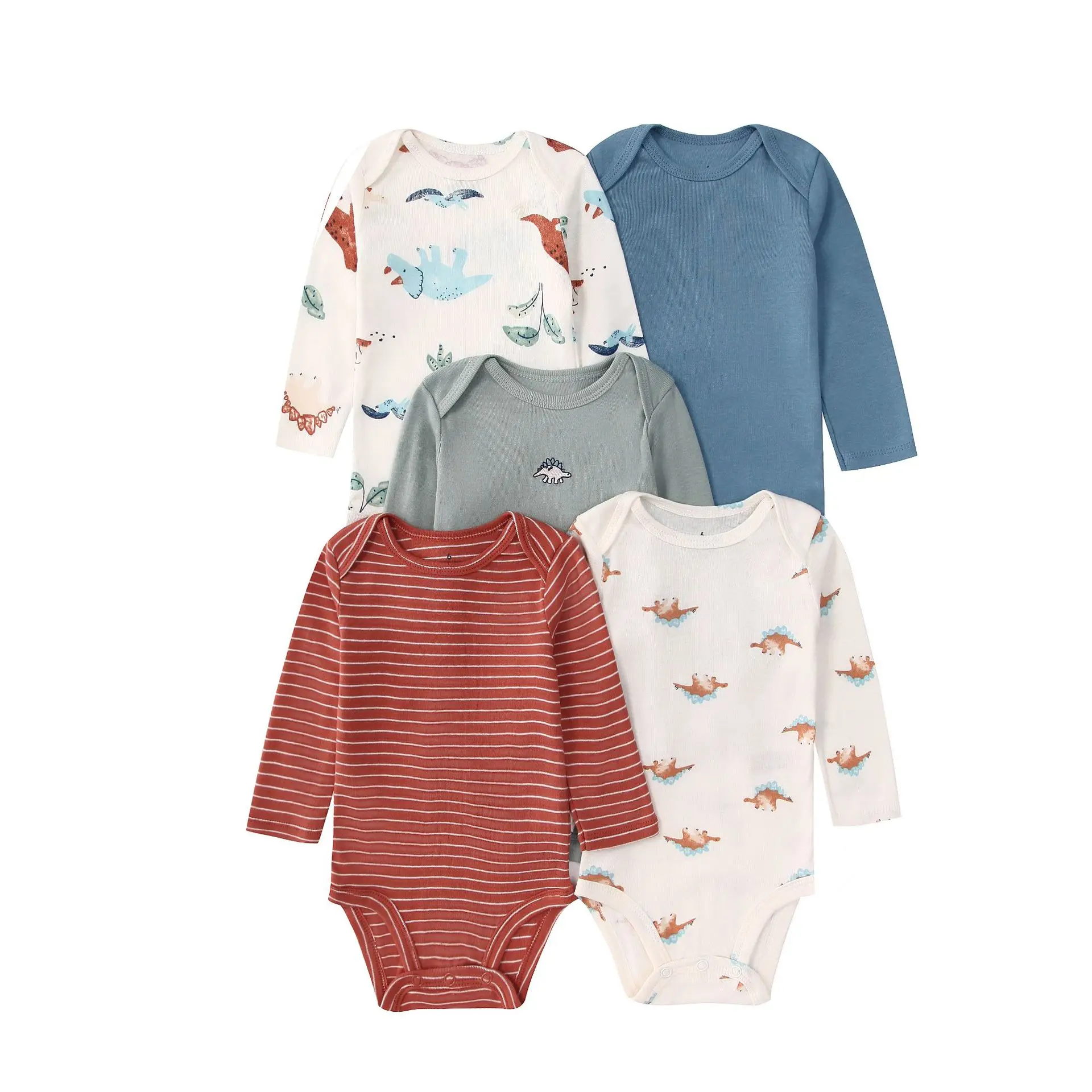 5 unids/lote 100% monos suaves de algodón para bebé de manga larga para recién nacido, niño y niña, monos infantiles, ropa para bebé, regalos para Baby Shower - imagen 3
