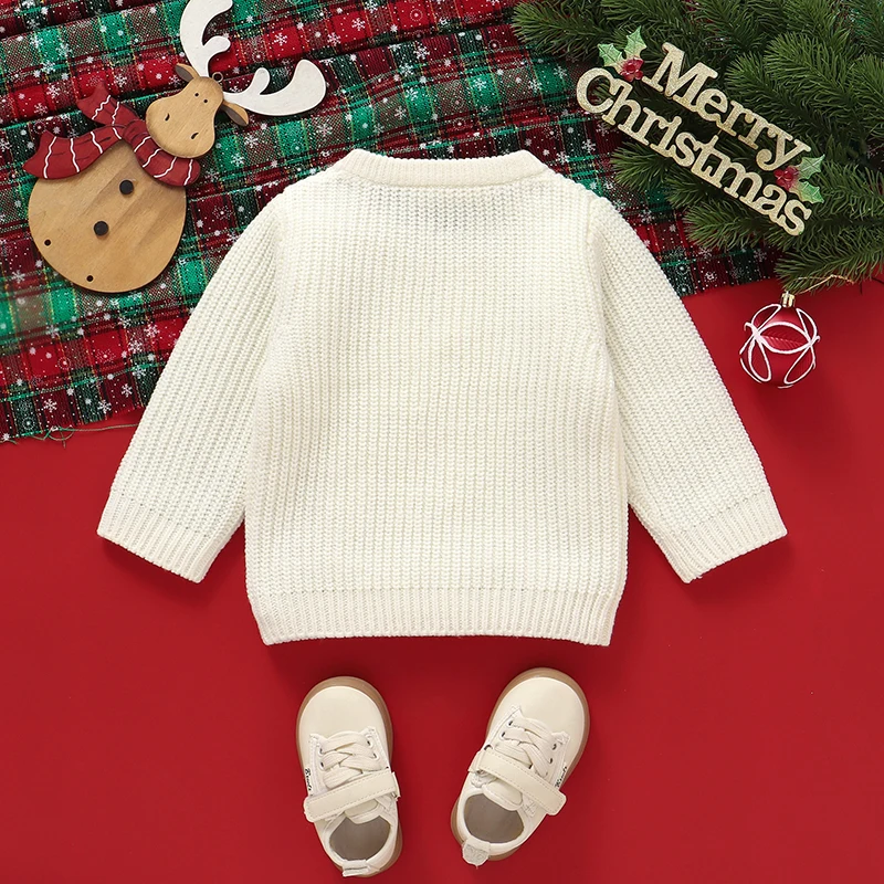 Suéteres de Navidad para bebé, ropa de invierno con cuello redondo, manga larga, jerséis tejidos para recién nacidos, jerséis para niños y niñas, prendas de punto infantiles de 1 a 3 años - imagen 2