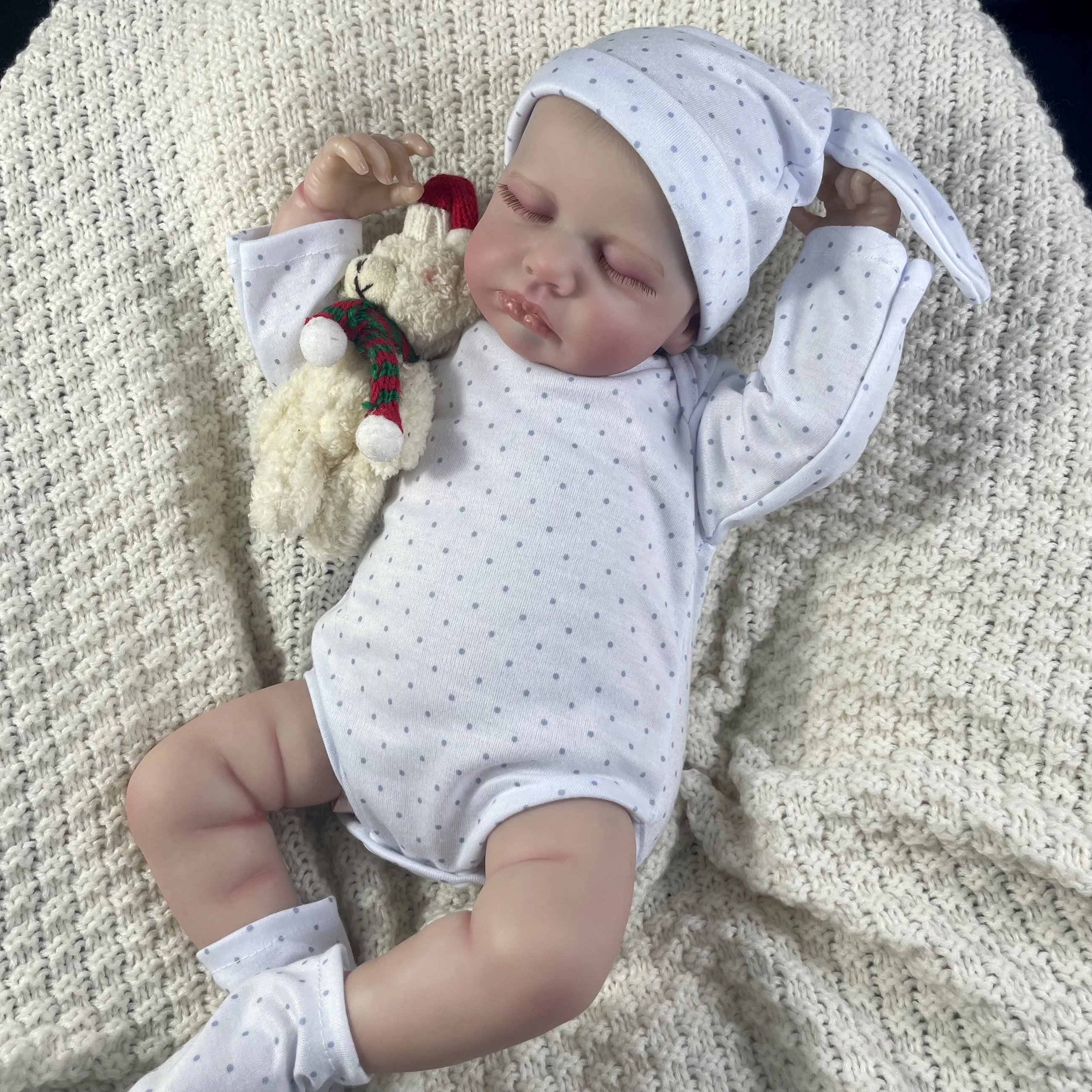 LouLou-muñecas Reborn realistas para niñas, vinilo de silicona, piel 3D, venas visibles, Juguetes DIY, regalo de Navidad, 50CM