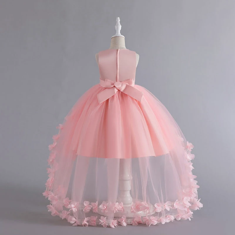 Vestidos infantiles para niñas de Color sólido a la moda, sin mangas, de encaje, vestido de baile para niñas, vestidos de fiesta para niñas de boda - imagen 5