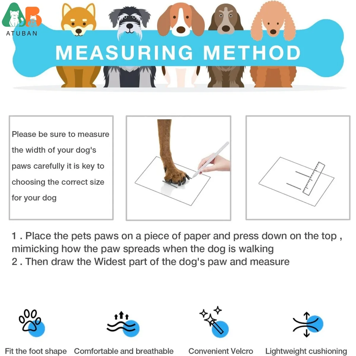 Zapatos para perros, botas para perros transpirables de malla para caminar, correr, senderismo, botines para perros con suela de goma robusta antideslizante suave, correas ajustables - imagen 5