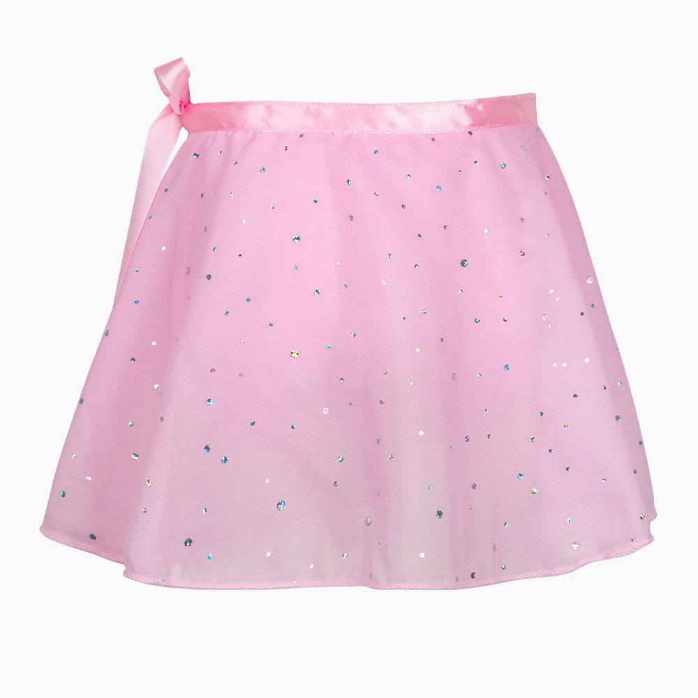 Falda de ballet envolvente ajustable de gasa brillante para niñas - imagen 4