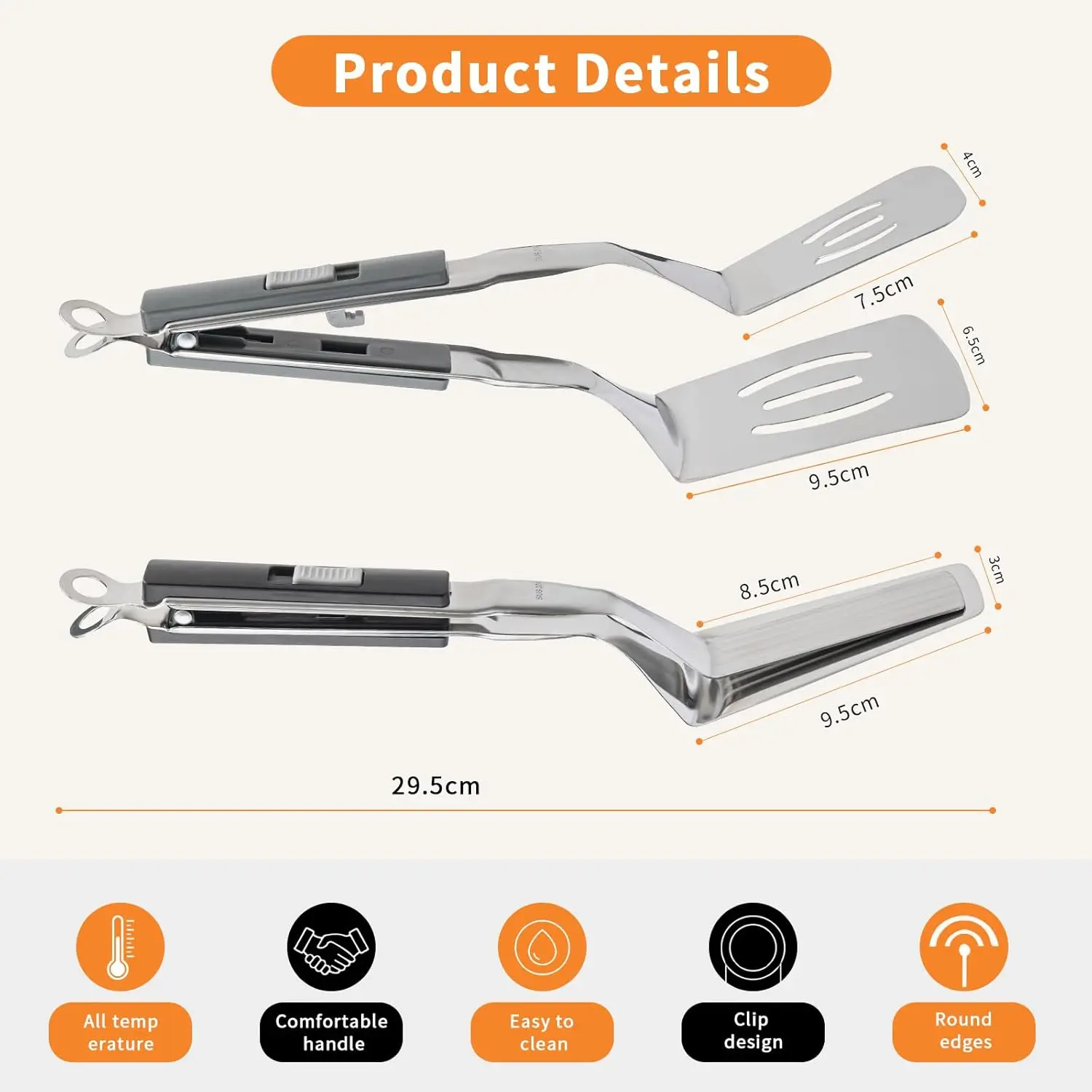 Pinza de cocina de acero inoxidable multiusos - Resistente y versátil - imagen 3