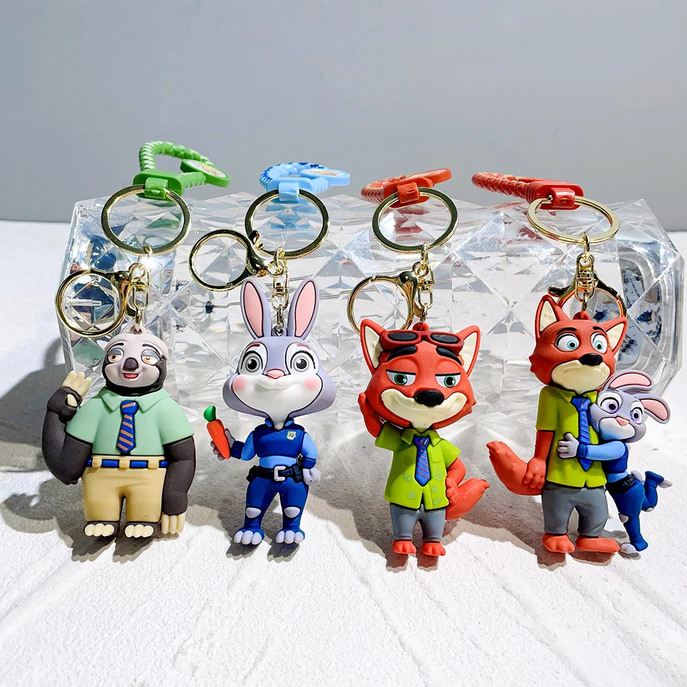 ute Disney Zootopia llavero PVC personaje de dibujos animados Judy Nick jefe Bogo llavero colgante parejas bolsa decoración Festival regalo - imagen 5