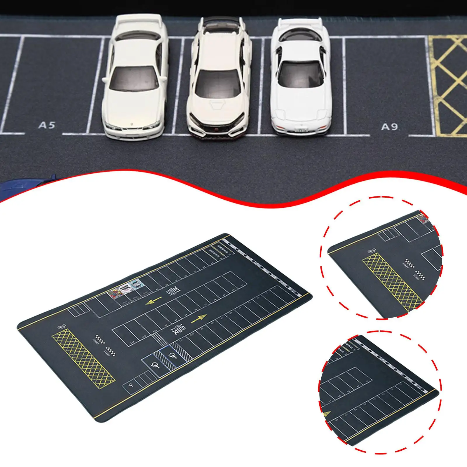 1:64 Scale Underground Garage Parking Mini Model Car Garage Scene Mat Collectible Gift Desktop Vehicle Scene Display