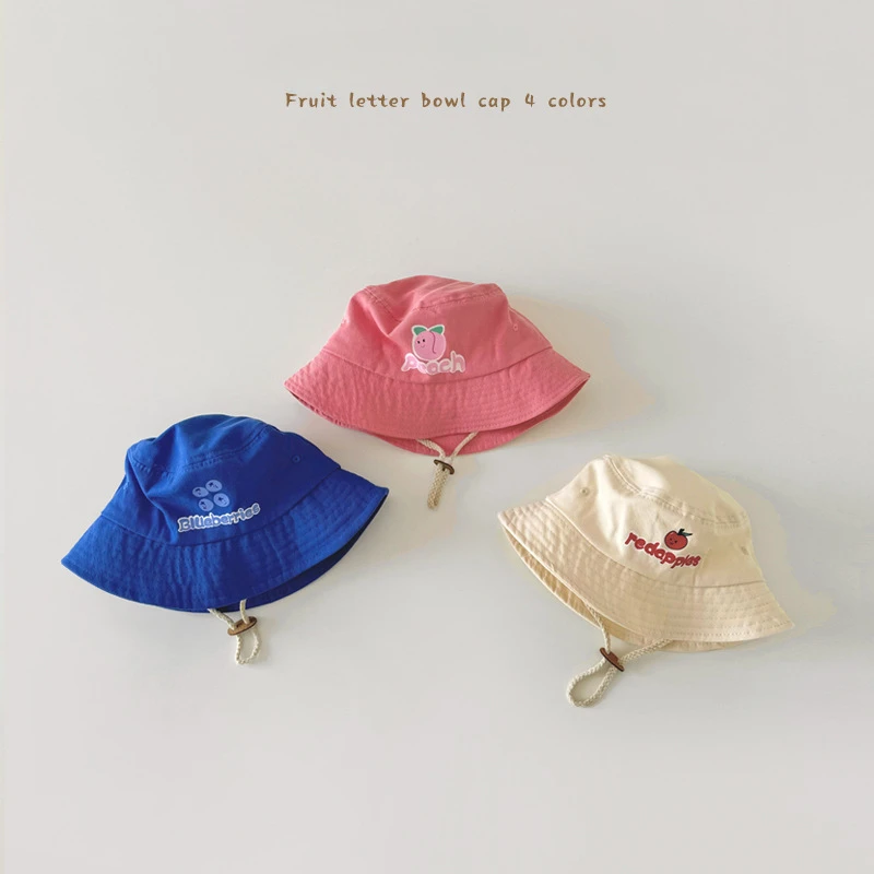 1 pieza dulce sombrero de cubo de fruta de dibujos animados para niños niño niña moda coreana niños sombrero de pescadores Primavera Verano viaje sombrilla sombrero