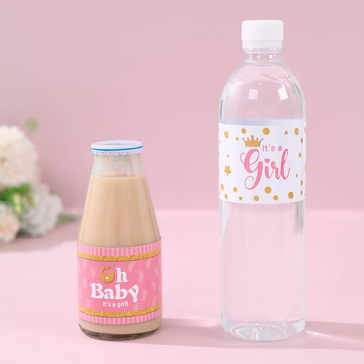 10/24 Uds botella de agua etiqueta género revelar Pastel Baby Shower autoadhesivo niño o niña pegatina de cumpleaños decoración de fiesta ﻿ - imagen 5