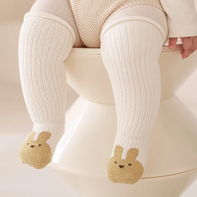 Nuevos calcetines largos gruesos y cálidos de lana color Coral para bebés, calcetines hasta la rodilla más cálidos para niños recién nacidos, calcetines sin hueso para niñas y niños de 0 a 5 años