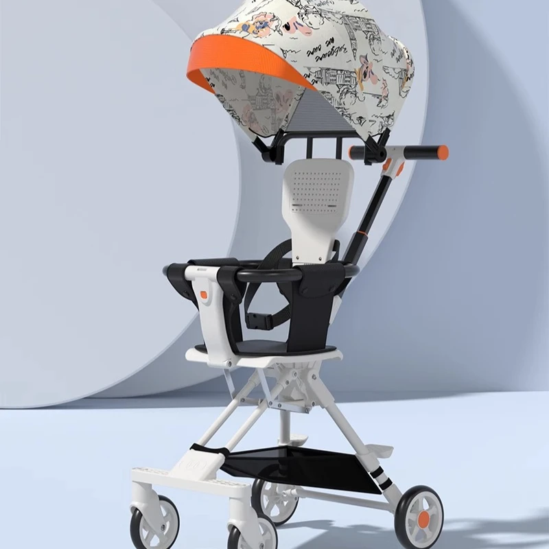 Cochecito de viaje reversible de alta visión, asiento transpirable para cochecito ligero y apto para avión + dosel de 8 niveles 360 ° Ruedas Frenos duales - imagen 3