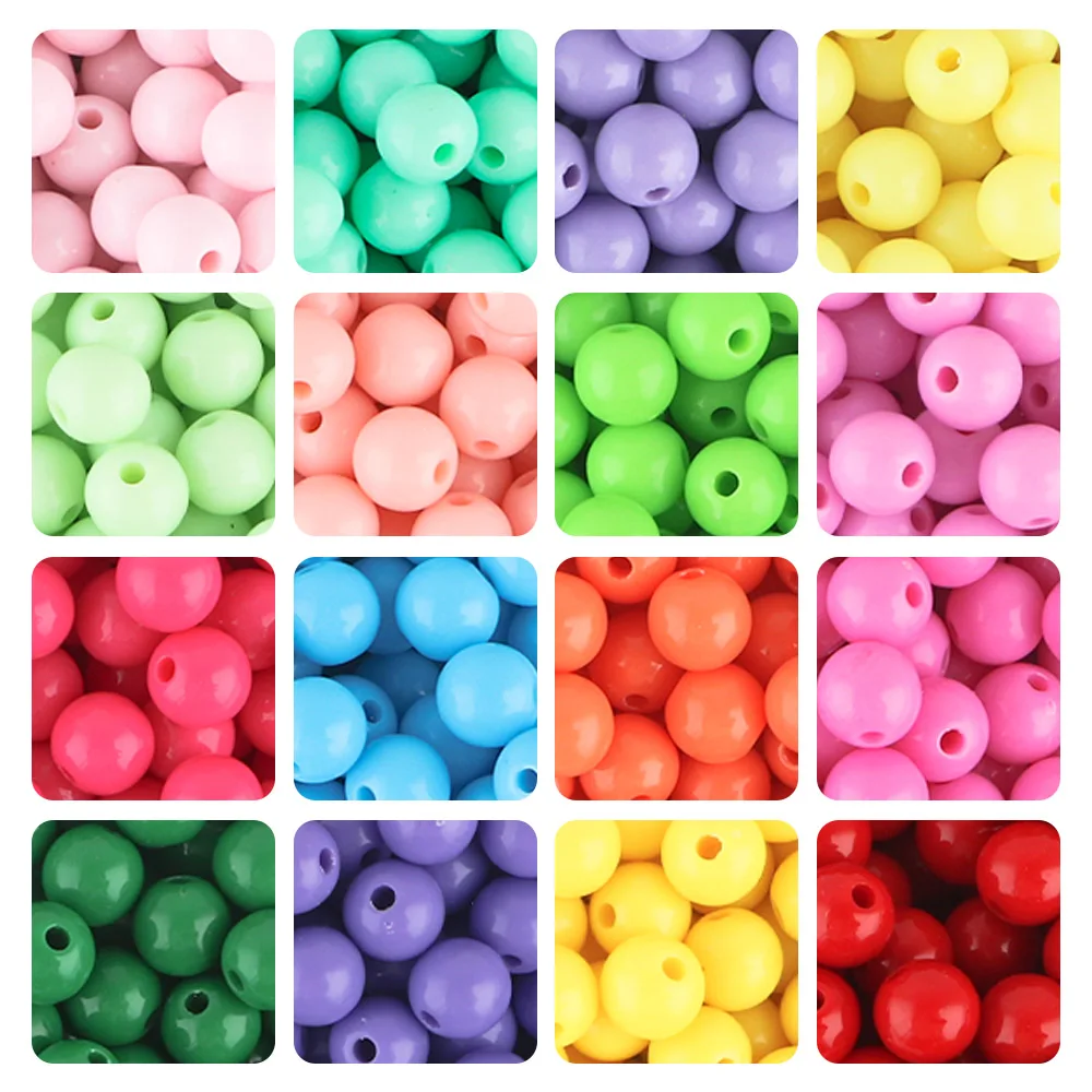 6-16mm 20-200 unids/lote cuentas redondas acrílicas multicolores cuentas espaciadoras artesanales para joyería DIY pulsera collar pendientes Accesorios - imagen 2