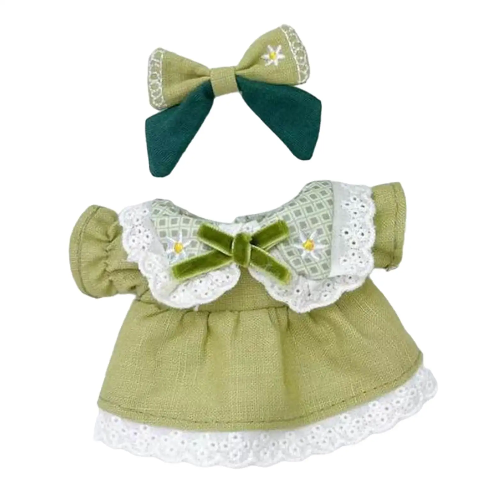 Plush Figure Dress Outfit DIY Hands on Photo Props Fashion Costumes Clothing with Hair Bow Make Your Own Dolls for 17'' Doll