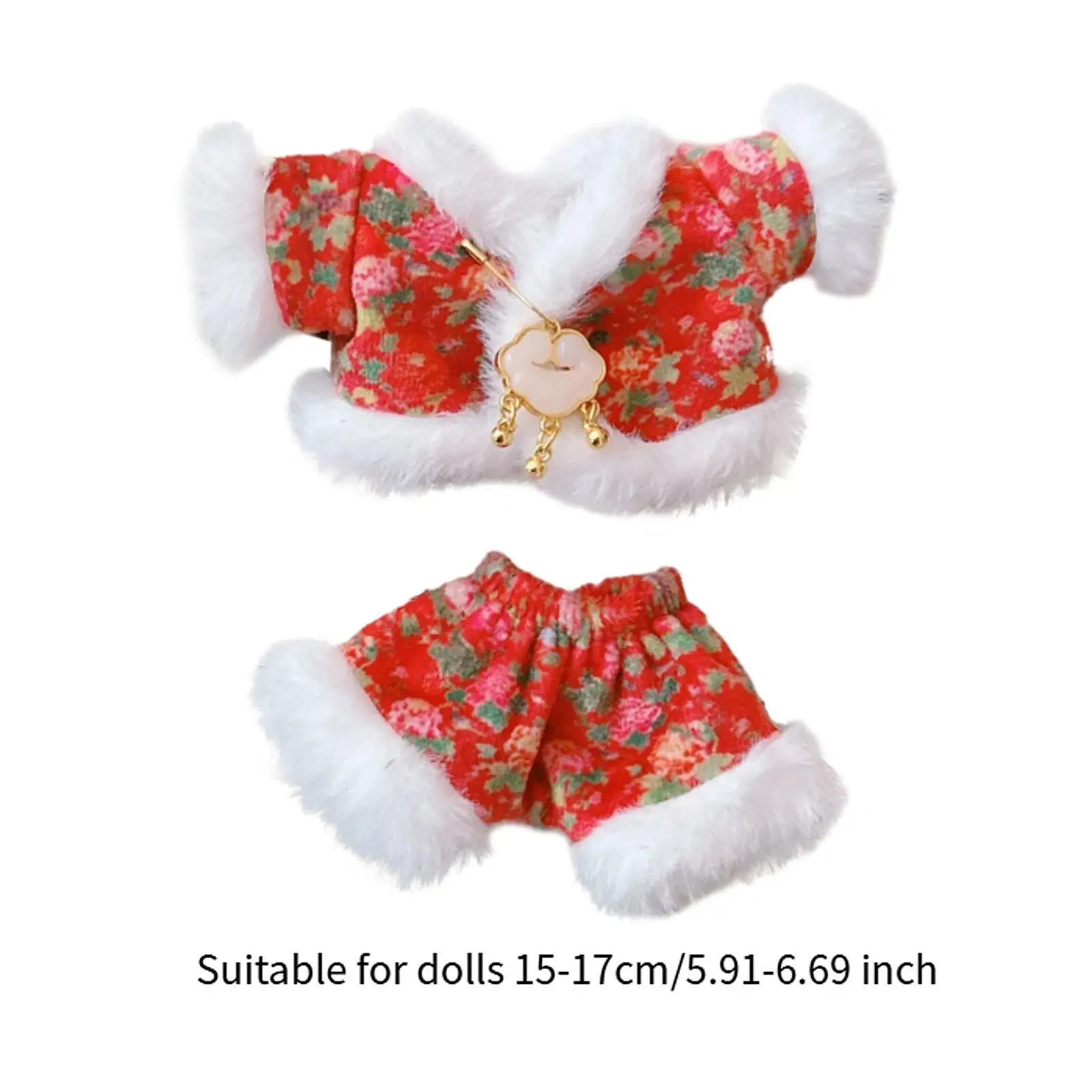 Cotton Doll Clothes Classic Tang Suit Doll Accessories Clothing Dress up Dress up Outifit Cute Doll Top and Pants for 17cm