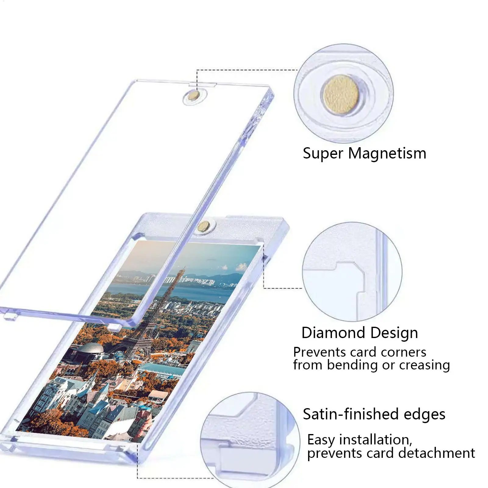 Fundas duras para tarjetas comerciales, fundas magnéticas transparentes para tarjetas deportivas, accesorios de cancha para transporte, llavero - imagen 5