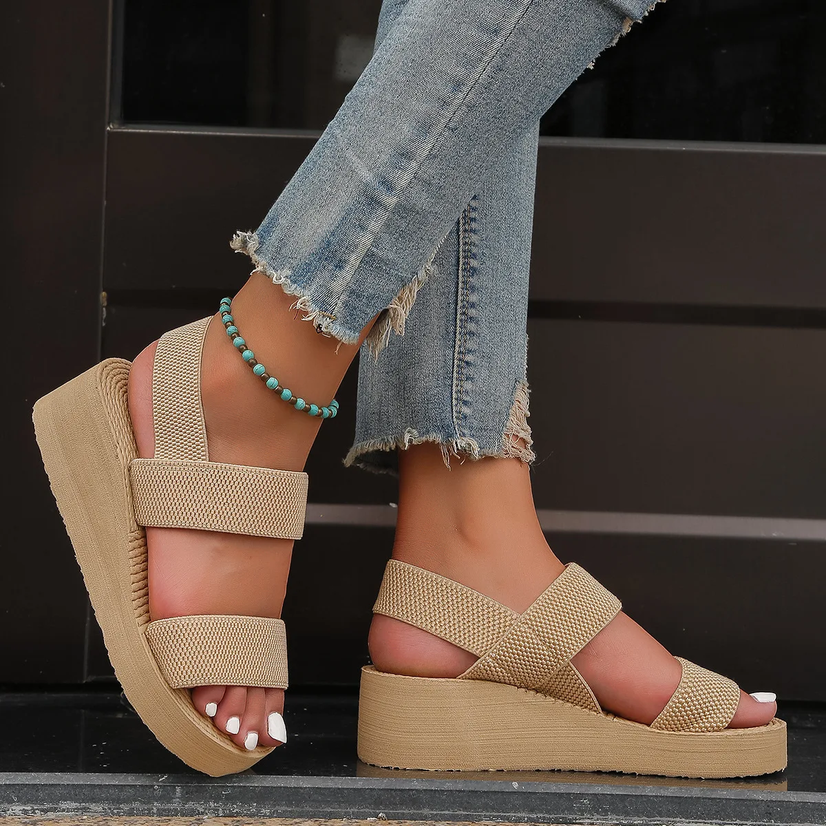 Sandalias minimalistas de verano con cuña para niña – Rayas ligeras - imagen 3