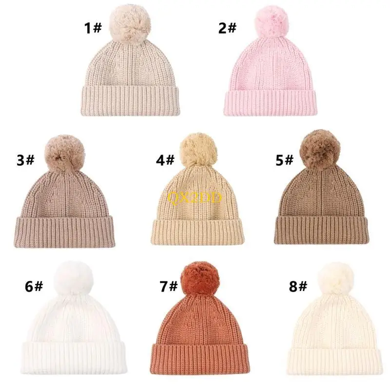 Gorro de punto invierno para bebé – Algodón elástico con pompon - imagen 2