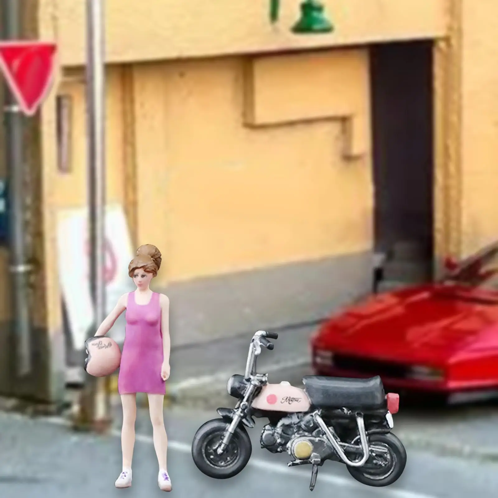 1/64 Scale Girl Figure Desk Decoration Photo Prop Tiny People Model for DIY Scene Photography Props Dollhouse Diorama Decoration