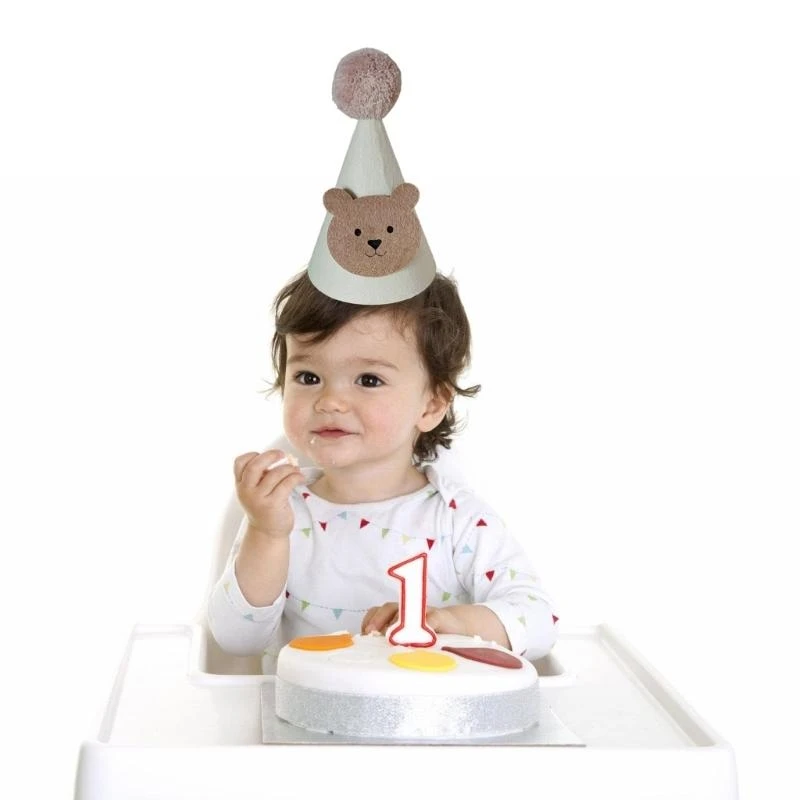 M76C lindo oso sombrero feliz cumpleaños para niños pequeños, cómodo sombrero cumpleaños para bebé decoración para fiesta - imagen 5