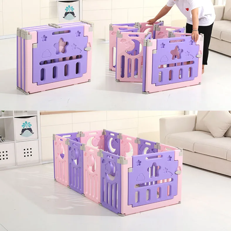 Corralito para niños y bebés, cerca plegable para interiores, corralito de seguridad rosa, estera para gatear, piscina de bolas, patio de juegos - imagen 2
