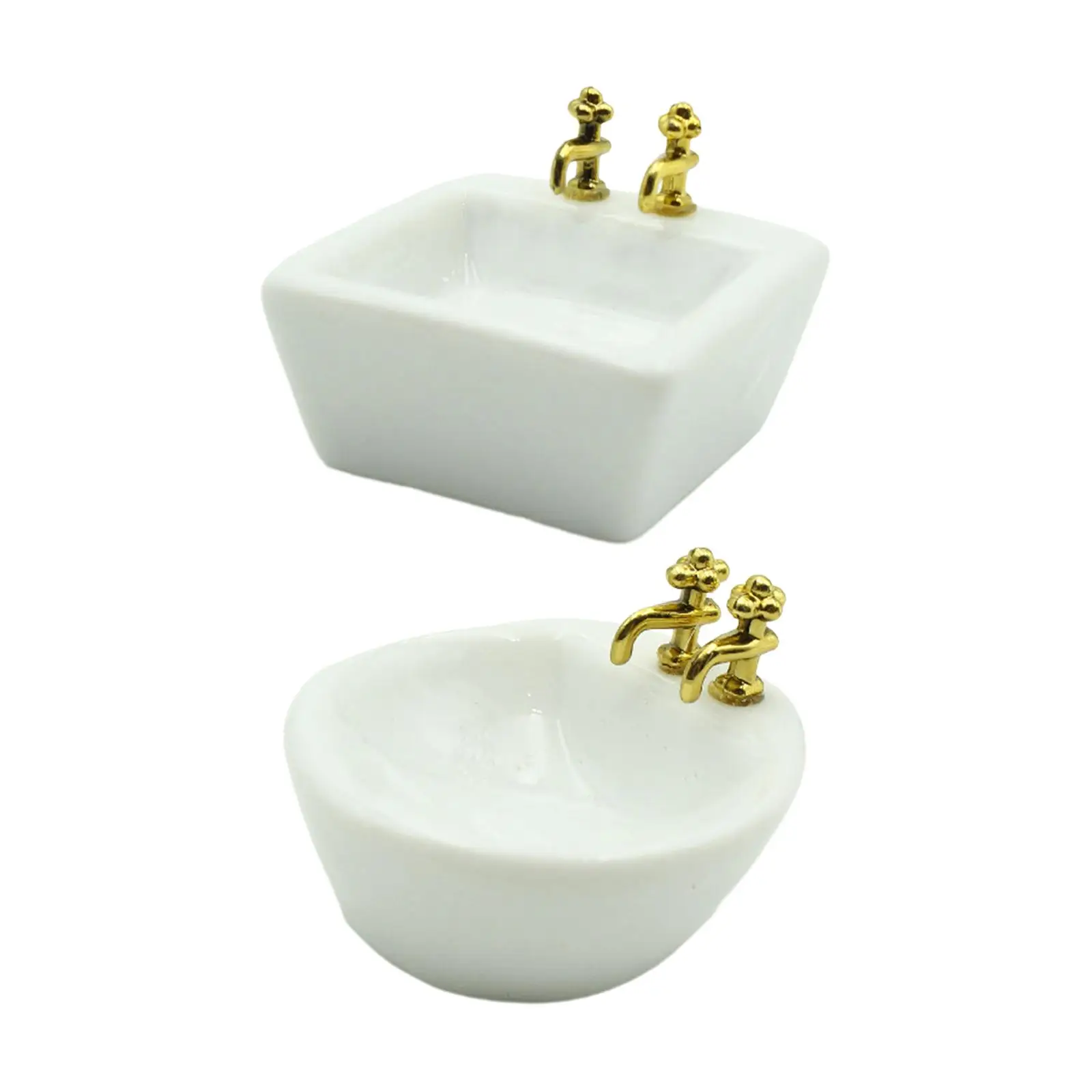 1/12 Dollhouse Simulation Washbasin Miniature Furniture Life Scene Mini Ceramic Washbasin for Dollhouse Decor Accessory
