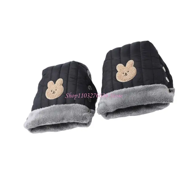 Guantes mano con forro suave R6FD, cubierta para manillar cochecitos, diseño impermeable y resistente viento para uso - imagen 3