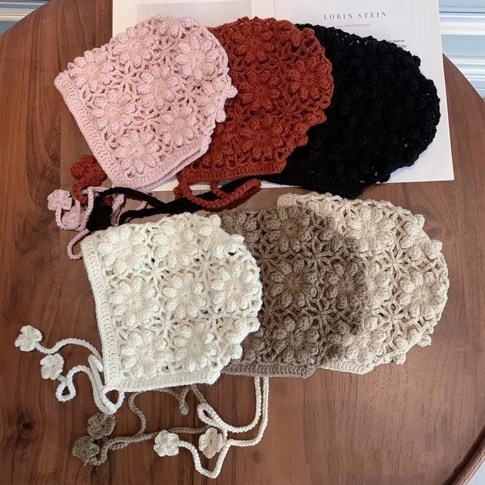 Gorro de punto transpirable hecho a mano para niños, gorro con flecos de ganchillo, gorro de princesa informal fino para niñas - imagen 3