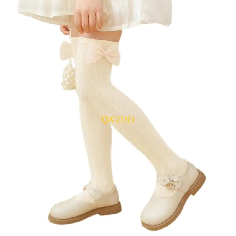 QX2D Nonslip sobre Calcetines para rodilla para niñas Lace decorativo encaje decorativo encaje decorativo y detalle - imagen 3