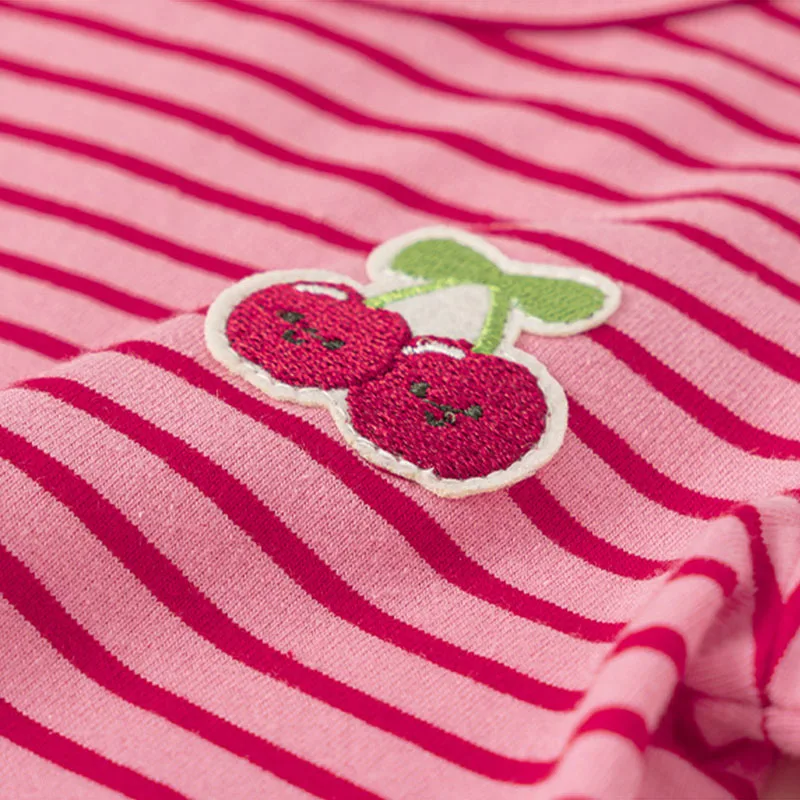 Conjuntos de 2 piezas de ropa de verano para niña, moda coreana, camisetas de manga corta a rayas de cereza y pantalones cortos para bebé, ropa de Boutique para niños B171 - imagen 5