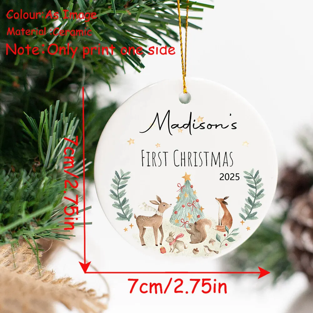 1 unidad de primer adorno navideño personalizado de 2025, decoración del primer árbol de Navidad, decoración navideña con nombre personalizado para regalo de Navidad para Baby Shower - imagen 3