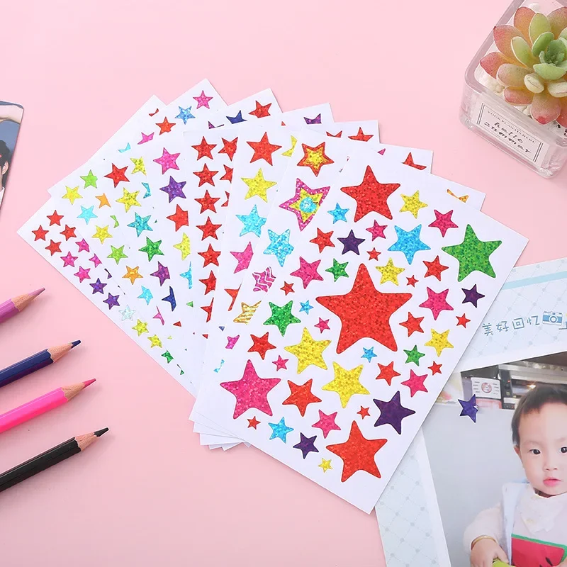 10 hojas de pegatinas para estudiantes, pegatinas de estrellas, tabla de comportamiento de recompensa escolar, decoración artística con Clip hecha a mano para estudiantes