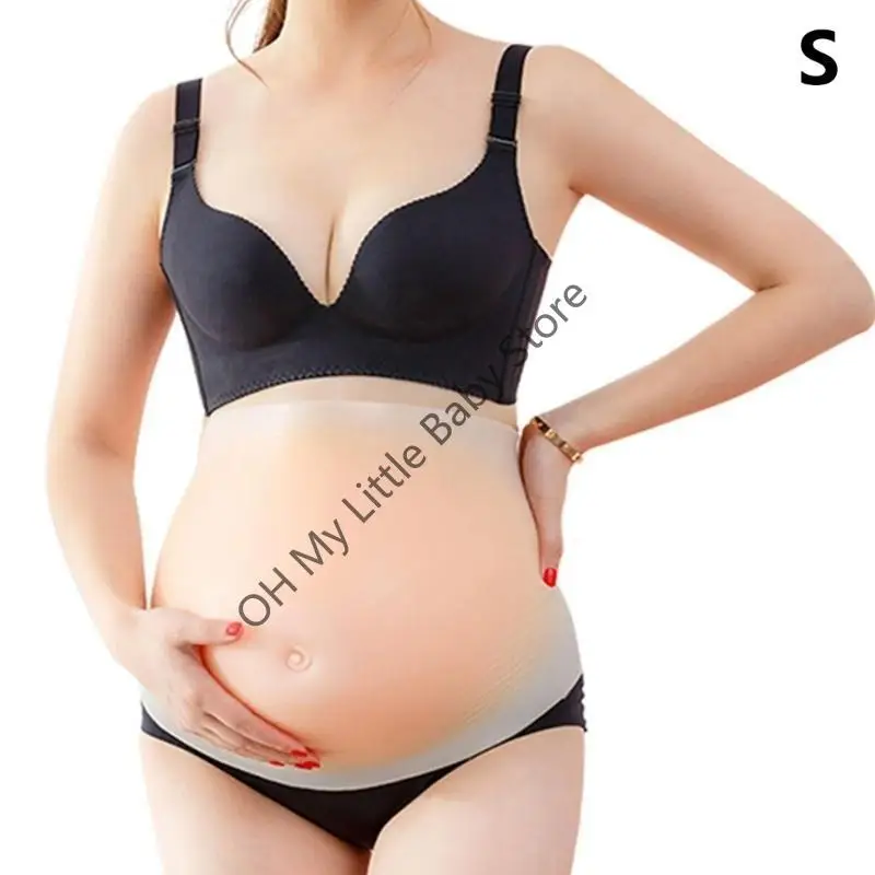 Potenciador vientre silicona con gancho y bucle ajustable M76C para apariencia realista en simulación embarazo y