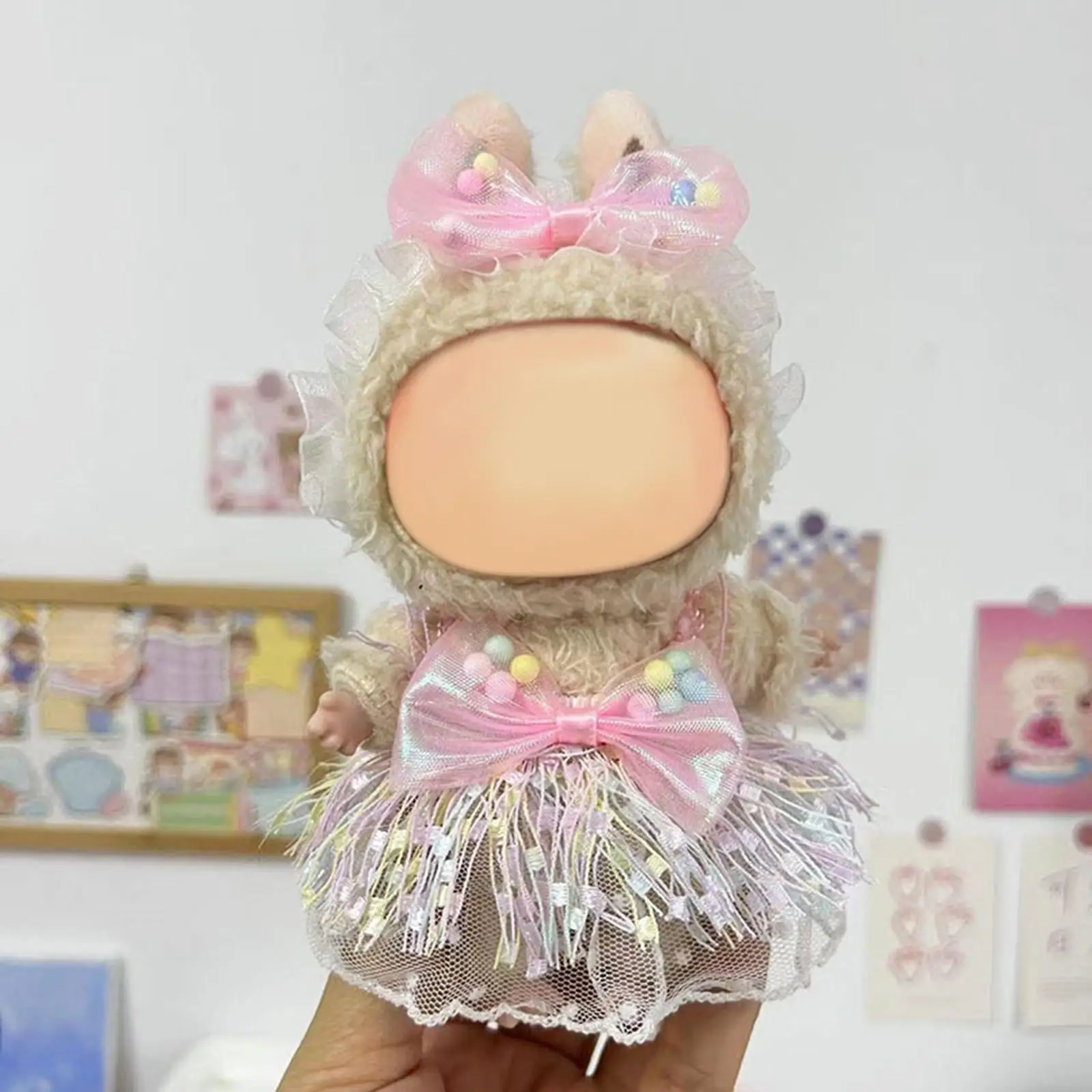 Doll Tassel Skirt Costume Accs, Pretend Play, DIY Doll Decor, with Hair Accessories for 15cm Pendant Dolls Birthday Gifts