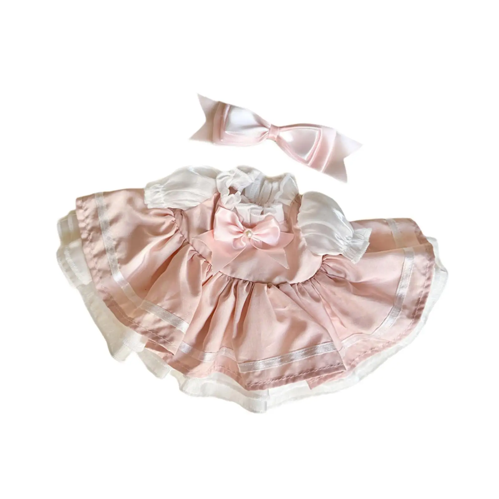 2x Dolls Princess Dress Photo Prop with Hair Accessories for 38cm Plush Doll