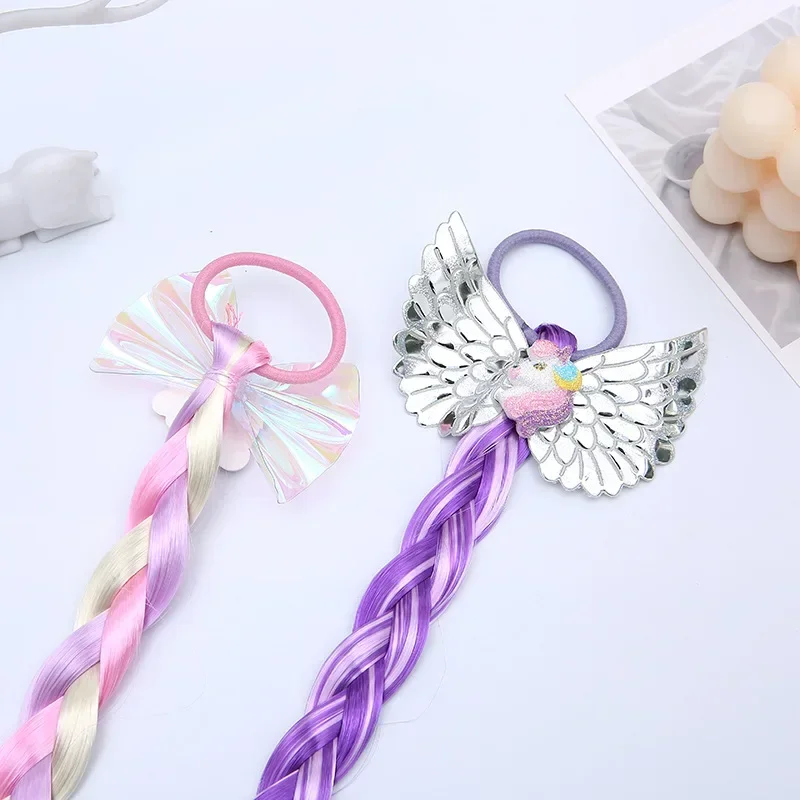 Peluca con conchas de arcoíris coloridas para niños, trenzas, cuerda para el pelo, tocado de princesa, tocado retorcido, accesorios para el cabello - imagen 3