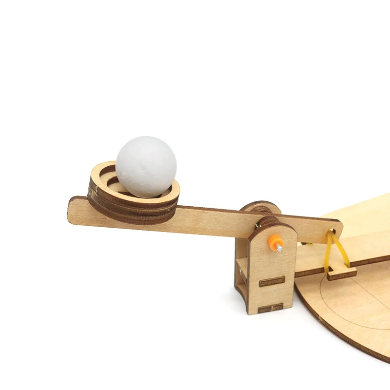 Experimento científico artesanal, principio de palanca disparo, ciencia y tecnología, pequeña producción alumnos, juguetes educativos ensamblados a mano - imagen 4