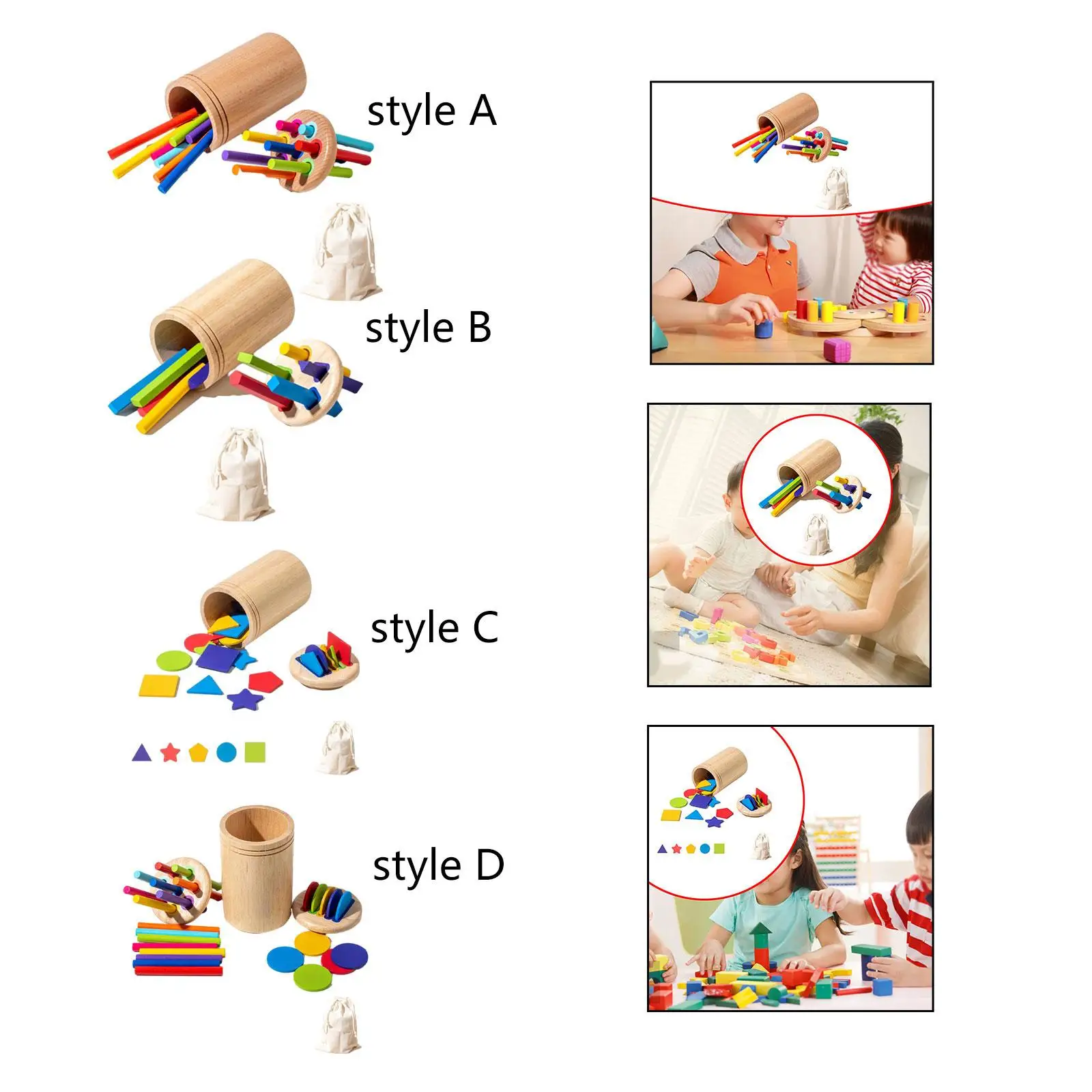 Wooden Color Shape Sorting Box Game Wooden Montessori Toy for 3 4 5 Year Old